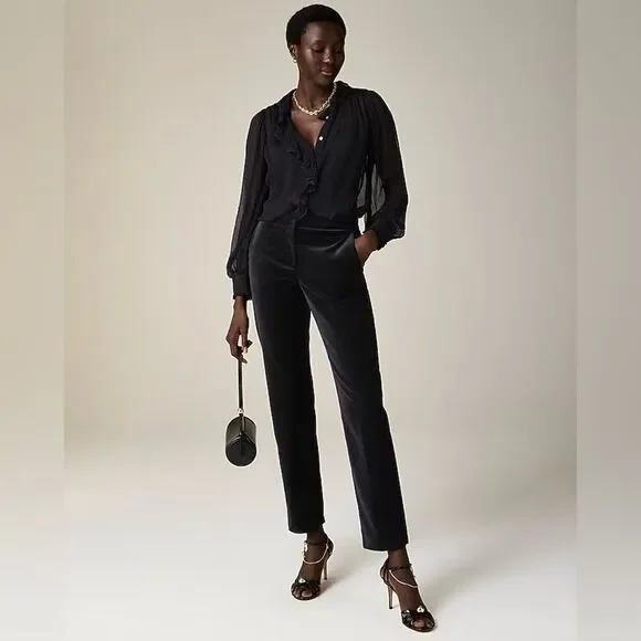 NWT J CREW Kate slim-fit pant in velvet in black - Picture 2 of 8